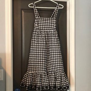 J Crew black & white gingham embroidered sundress
